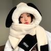 New cute plush hat scarf gloves integrated hat women's autumn and winter cartoon warm cycling thickened ear protector