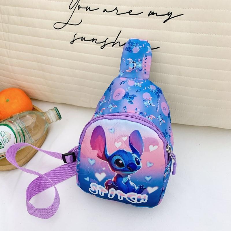 Stitch Cartoon Kids Coin Purse Chest Bag With Polyester Lining For Daily Outdoor Use