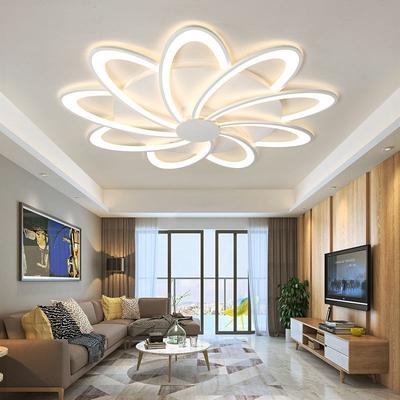 Remote Control Three-color Light Modern Minimalist LED Dining Room Living Room Bedroom Flower Ceiling Lamp