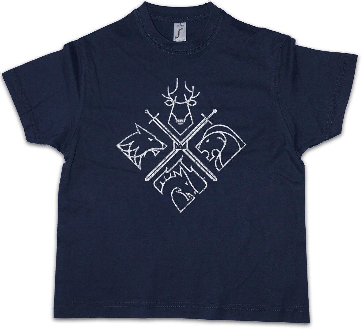 HOUSE EMBLEMS Kids Boys T-Shirt Game of Swords Houses Thrones Wolf Stark- 140