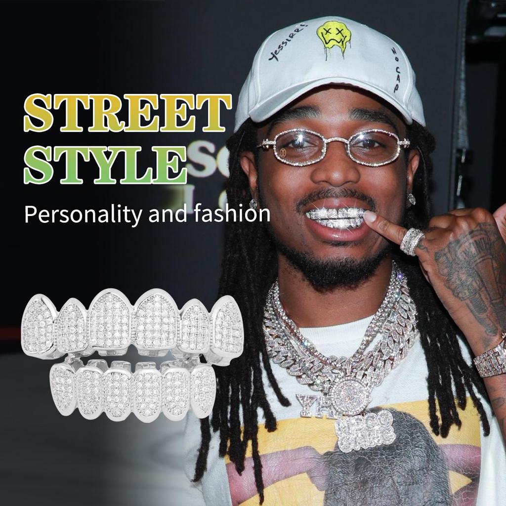 Seks tenner Hip Hop Gull Grillz med Zirkon - Halloween-utgave