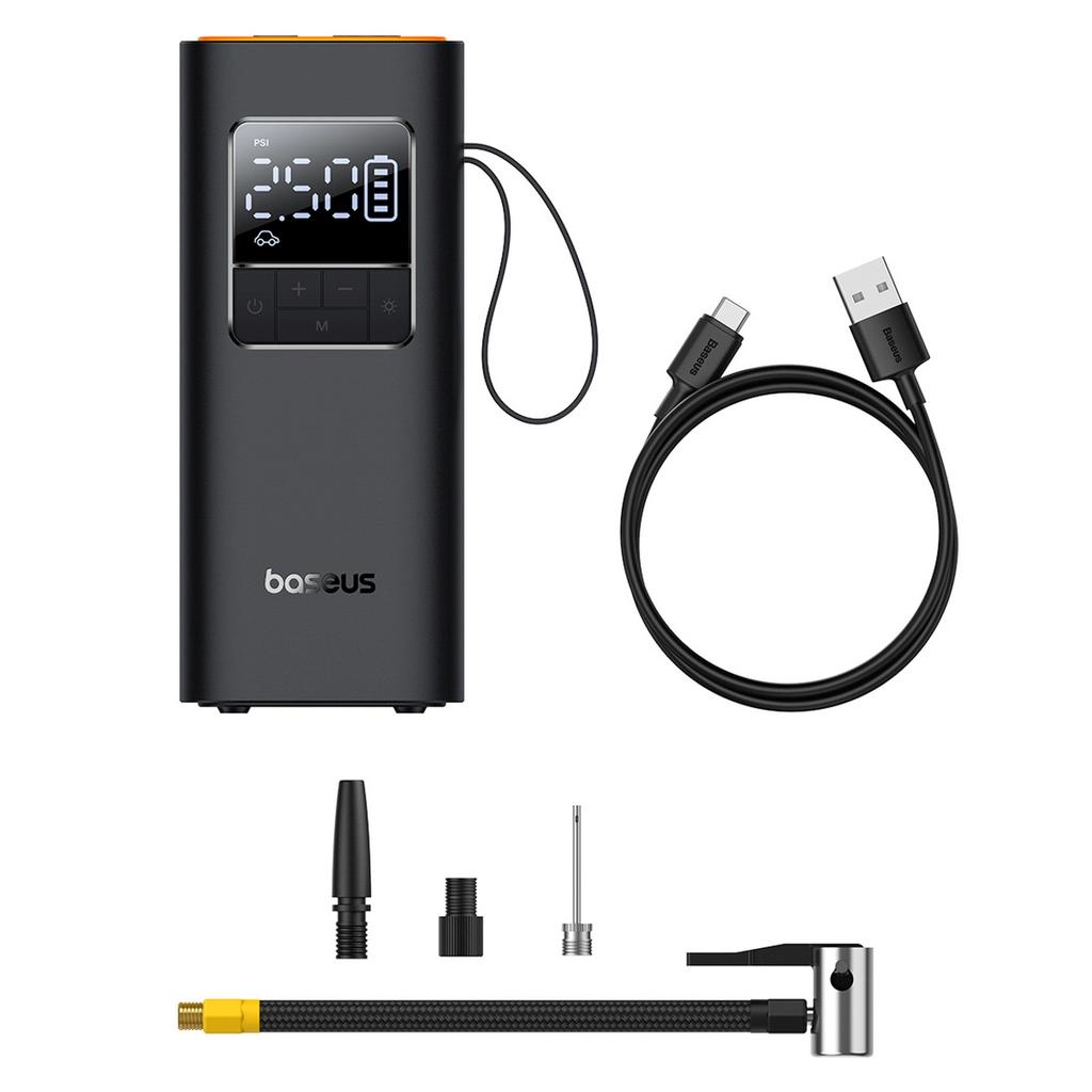 Battery-powered compressor, tire pump with display, 50W, 4000mAh - black