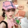 Korean Style Plaid Berets Hats Y2k Flat Visor Hat New Plaid Newsboy Caps  Ladies/Girls