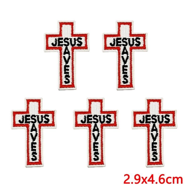5pcs Wholesale Cartoon Jesus Embroidered For Clothes Iron On Patches For Clothing Hats Backpack Jackets Sew Embroidery Badges