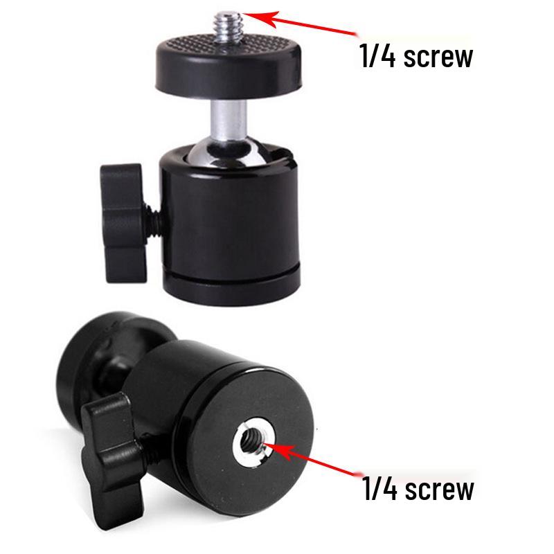 Metal Mini Ball Head Tripod Adapter for Cameras, 1/4 to 3/8, 360° Rotating Photography Accessory