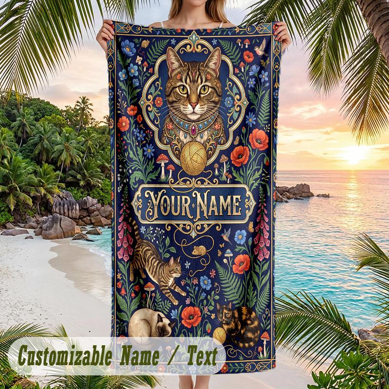 Western Sunset Ride Theme Quick Dry Beach Towel Custom Name Text Print Large Sand Resistant Towel Beach Vacation