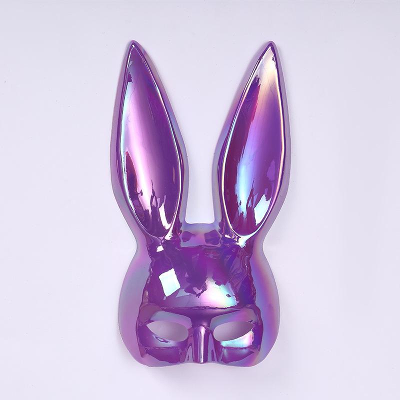Solid Color Halloween Rabbit Ears Half Mask Bright Matte Bunny Cosplay Party Masquerade Festival Anime Bar Nightclub Accessories