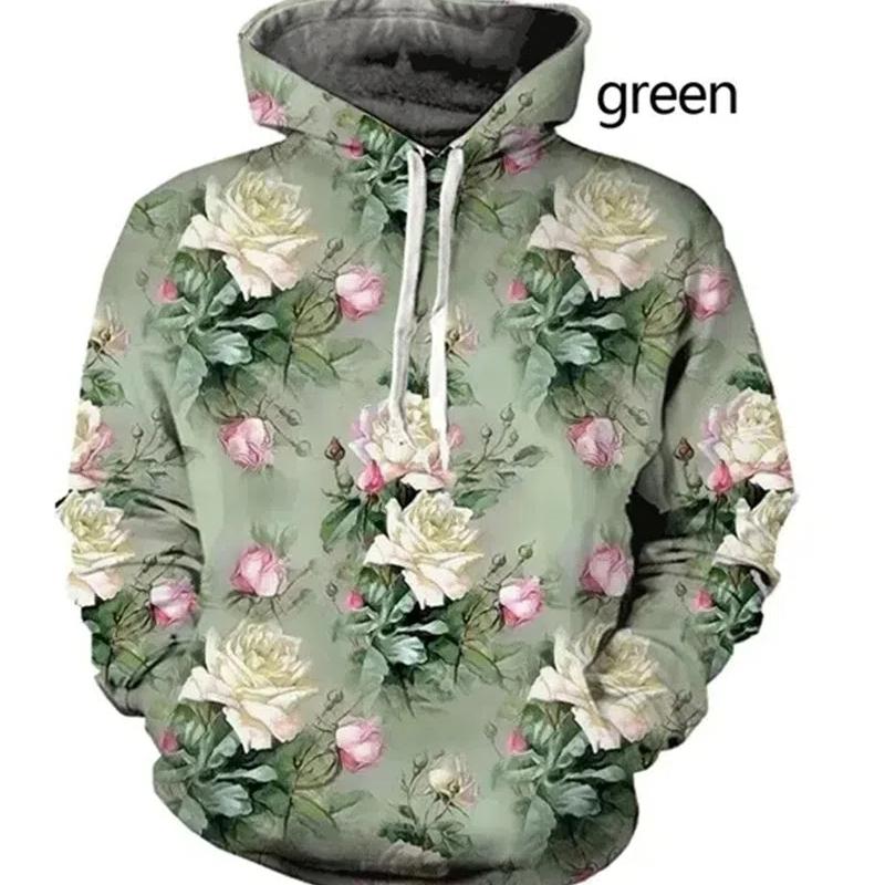 Barevné módní květiny Dámské mikiny Mikina 3D potisk Dámské ležérní párové mikiny s kapucí Dámské oblečení