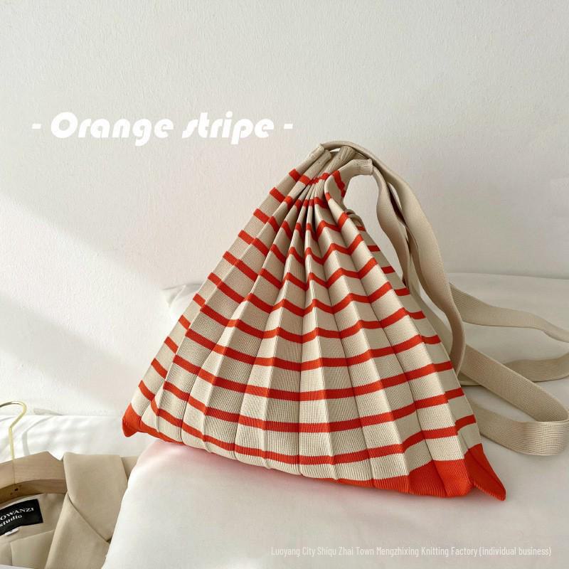 Compact Women's Knitted Messenger Bag - Foldable Handbag for Commuting & Phones