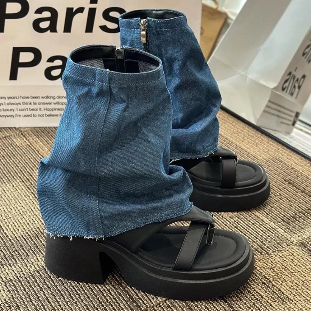 Модные весенние и осенние новые женские сапоги с открытым носком 2024 года — фото 4