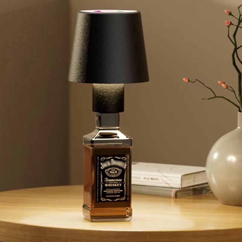 Pointed/Round Bottomed Wine Bottle Lamp Creative Headlight Embedded Portable Dimmable for Bar Restaurant Camping Decor