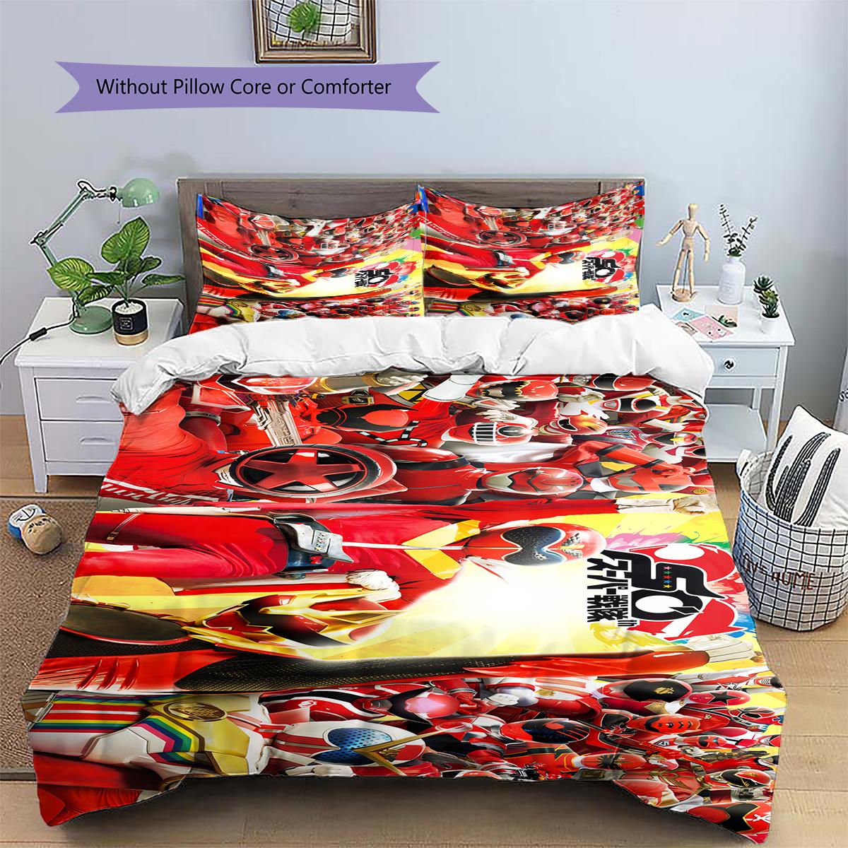 

Super Sentai Hero Squad Bedding Set Duvet Cover Pillowcase No Filler, Soft Home Bedroom Decor, Perfect Gift for Fans.chl 135x200cm