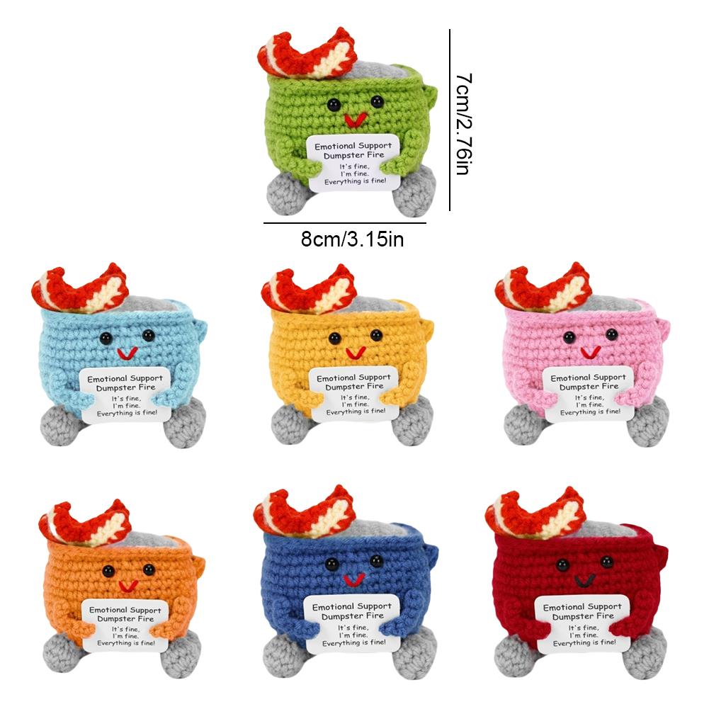 Häkeln Müllcontainer Feuer Niedlich Humorvoll Emotionale Unterstützung Dekoration Geschenk für Zuhause und Büro Fröhliches Accessoire