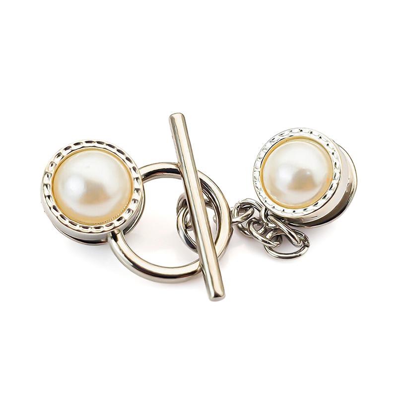 Anti-Light Brooches French Pearl Flowers Chain Brooch Removable Nail-Free Neckline Fixed Pin Coat Decorative Buckle
