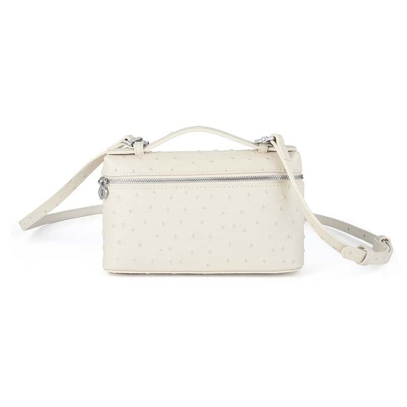 2026 New Head Layer Leather LP19 Lunch Box Bag Fashion Ostrich Pattern Fashion Versatile Single Shoulder Crossbody Makeup Bag