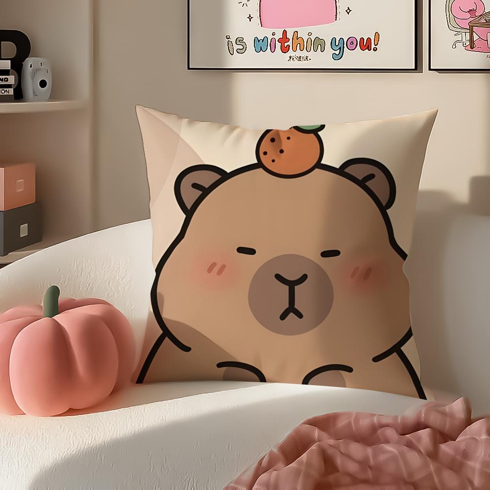 Chill Cute Adorable Art Cartoon CCapybara Cushion Cover Pillowcase Short Plush Invisible zipper Room Sofa Cushion Cover