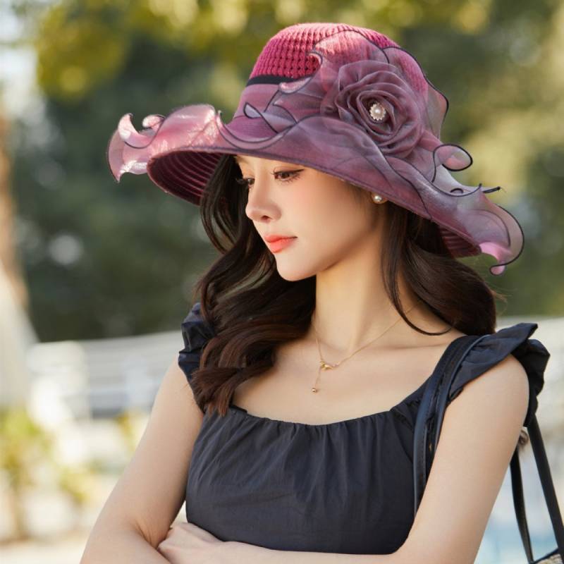 Summer Ladies Large Brim Sun Hat With Breathable Mesh For Beach And Travel