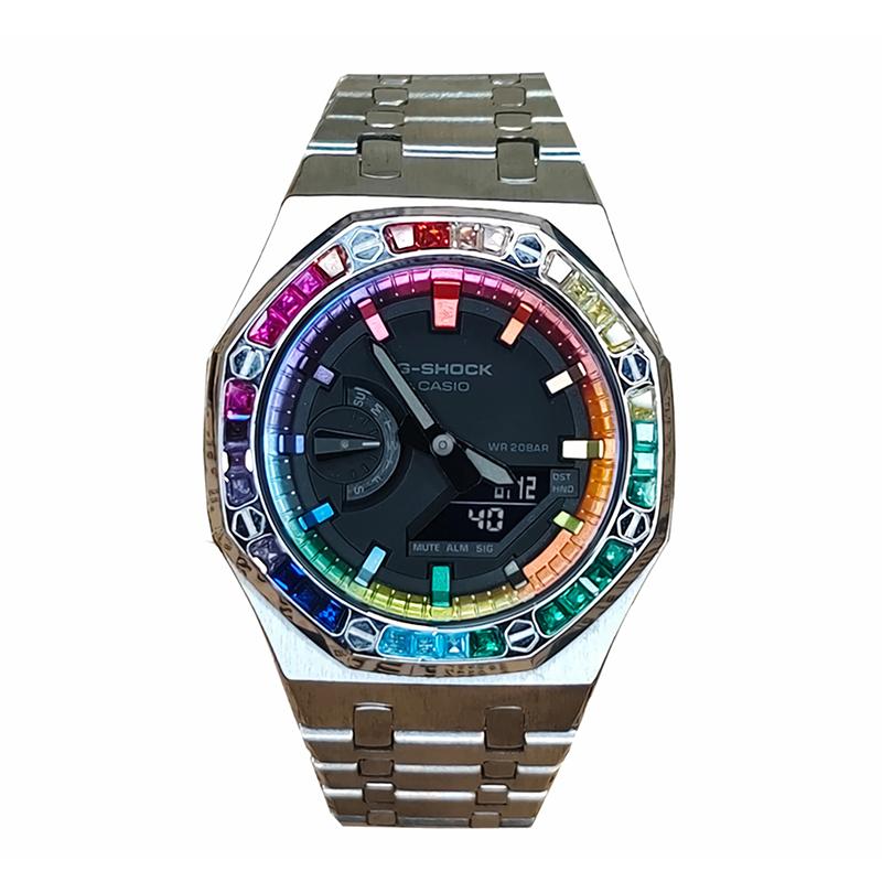 CASIO Unisex Liquid Crystal,Analog Dual Display Series 44mm Black Watch GA-2100-1A1(Watch3--)