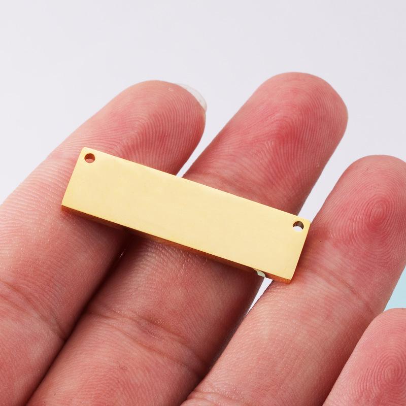 Geometric Rectangular Stainless Steel Mirror Pendant with Double Hole for DIY