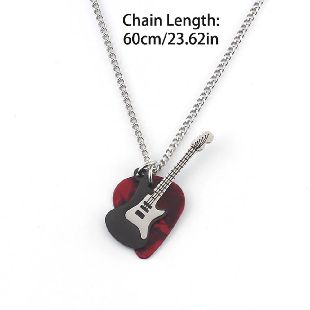 Hip-hop Guitar Pick Pendant Necklace Punk Electric Guitar Sweater Chain Guitar Chain Choker  Unisex