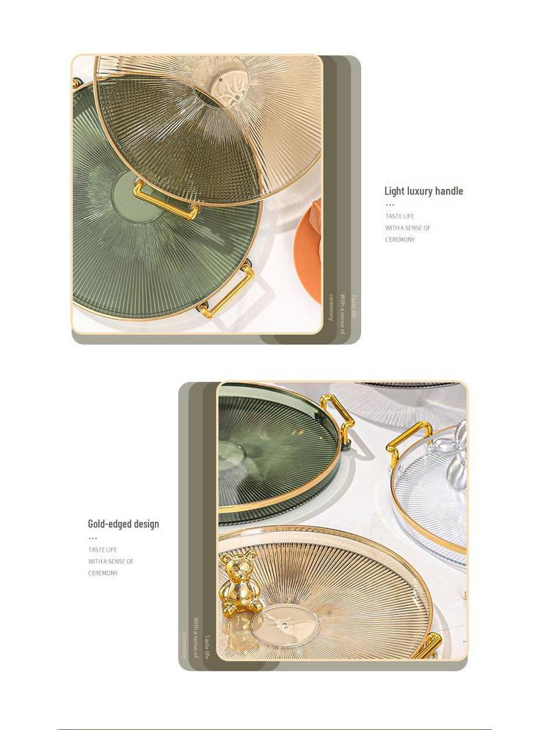 Elegancka Okrągła Taca z Podwójnymi Uszami: Pogrubiony Plastikowy Talerz na Owoce i Taca do Herbaty do Salonu