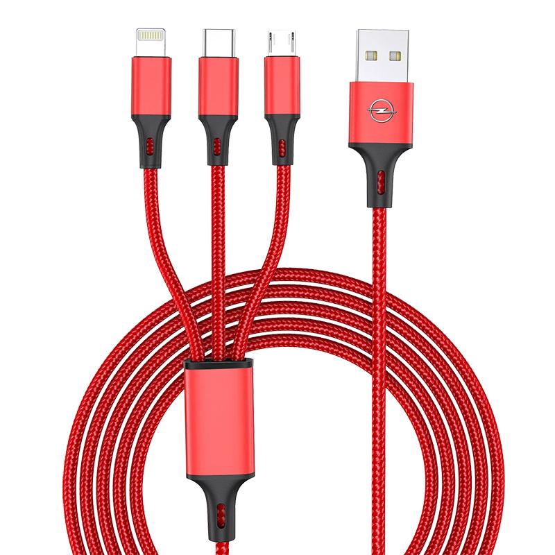 

Car Emblem 3in1 Type C Lightning Micro USB Fast Charging Cable For Opel Astra j g Insignia Corsa d Vectra c Zafira a Auto Gadgets