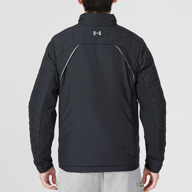 Under Armour Cg Reactor Vlap Golf Hybrid Solid Logo Print Sports Casual Stand Collar Warm Cotton Jacket Men Jacket Black 1364642-002