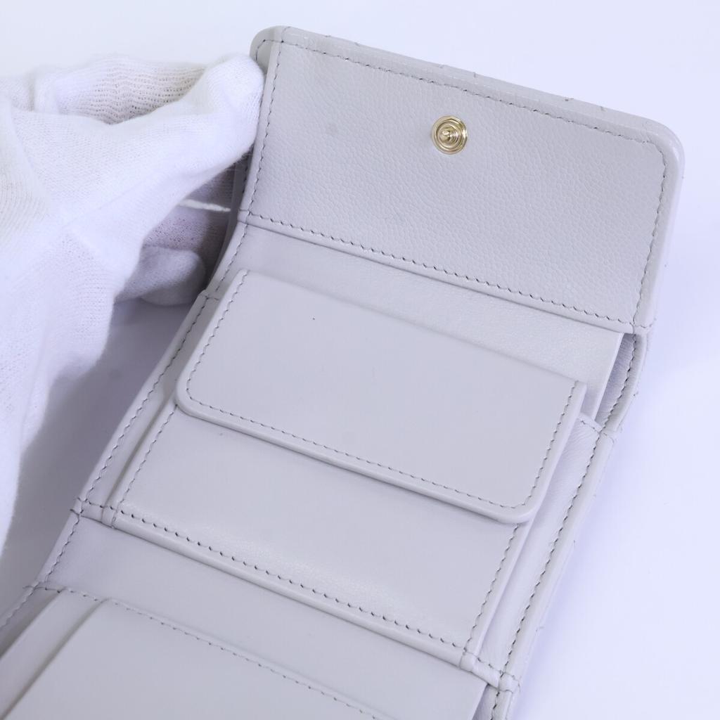 CHANEL AP4250 Caviar Skin CC Logos Small Flap Wallet Tri-fold wallet (with Coin Pocket) Light gray/GDHardwareUsed
