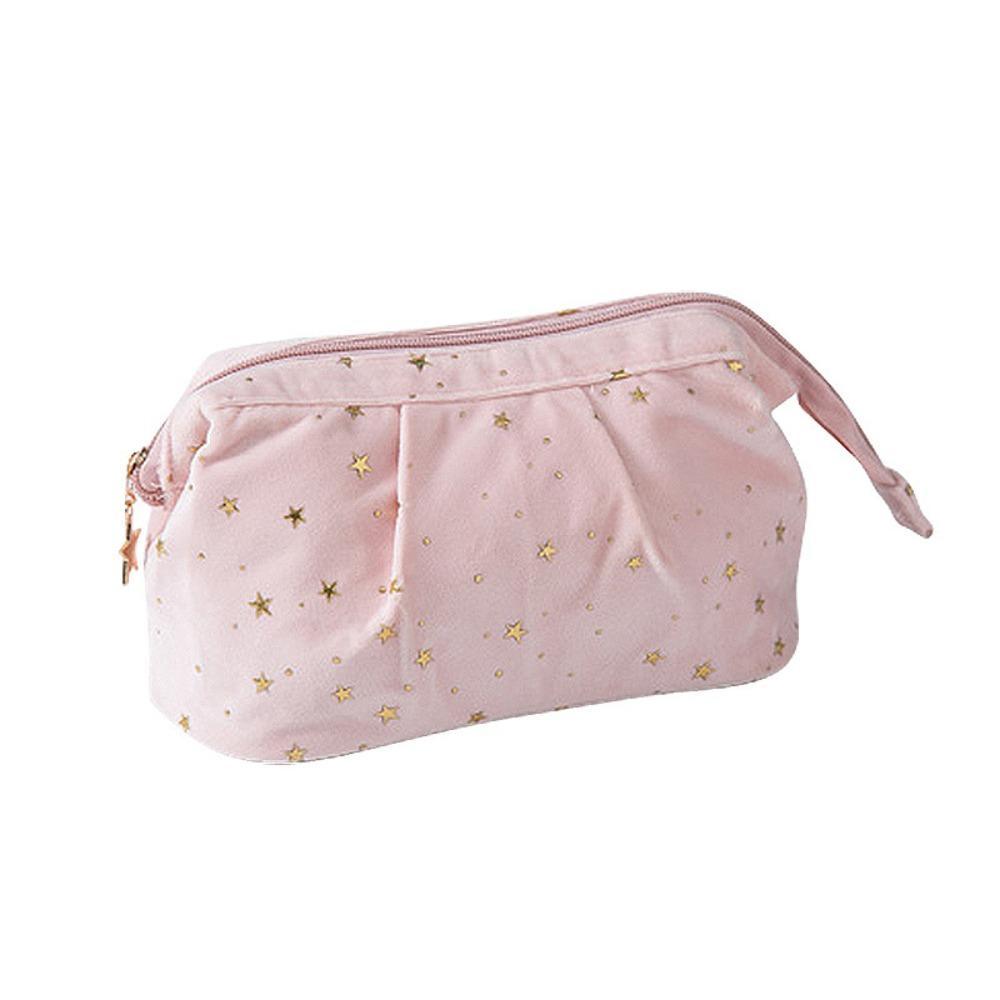 

Bronzing Stars Shell Shape Makeup Case Large Capacity Travel Toiletry Bag Wash Face розовый