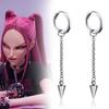 Anime Kpop Demon Hunters Mira Cosplay Earrings Gothic Tassel Chain Eardrop Rivet Pendant Hip Hop Ear Clips Jewelry Accessory