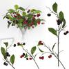 7PCS Cherry Faux Berry Branches Floral Arrangement Red Cherry Decorative Branches  Desktop Ornament