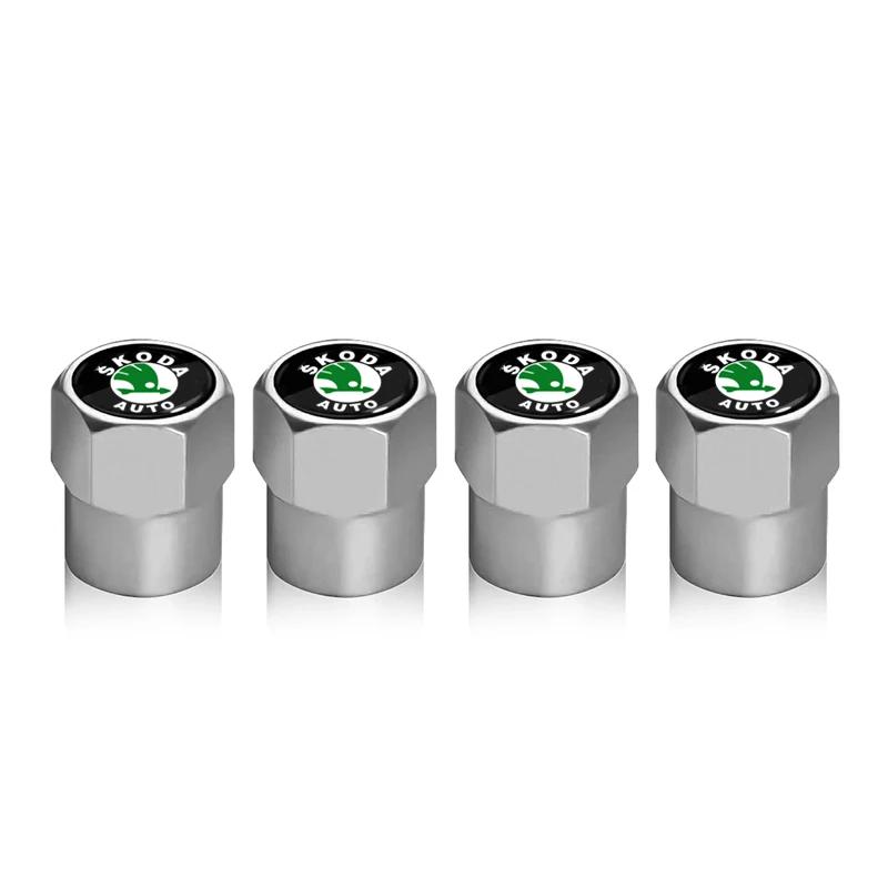 2025 Hot 4Pcs Metal Car Wheel Tire Valve Caps Covers Auto Accessories For Skoda Octavia Fabia Superb Yeti Rapid Kodiaq Kamiq Kar