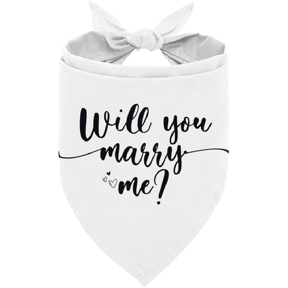 Will You Marry Me? Engagement Dog Bandana - White, Small to Large Dogs (D72) чёрный