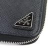 Great PRADA Triangle Logo Round Zip Long Wallet Black Safiano Leather 2ML188 Used