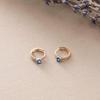14K Gold Plated S925 Sterling Silver Blue Zircon Four-Prong Earrings for Women