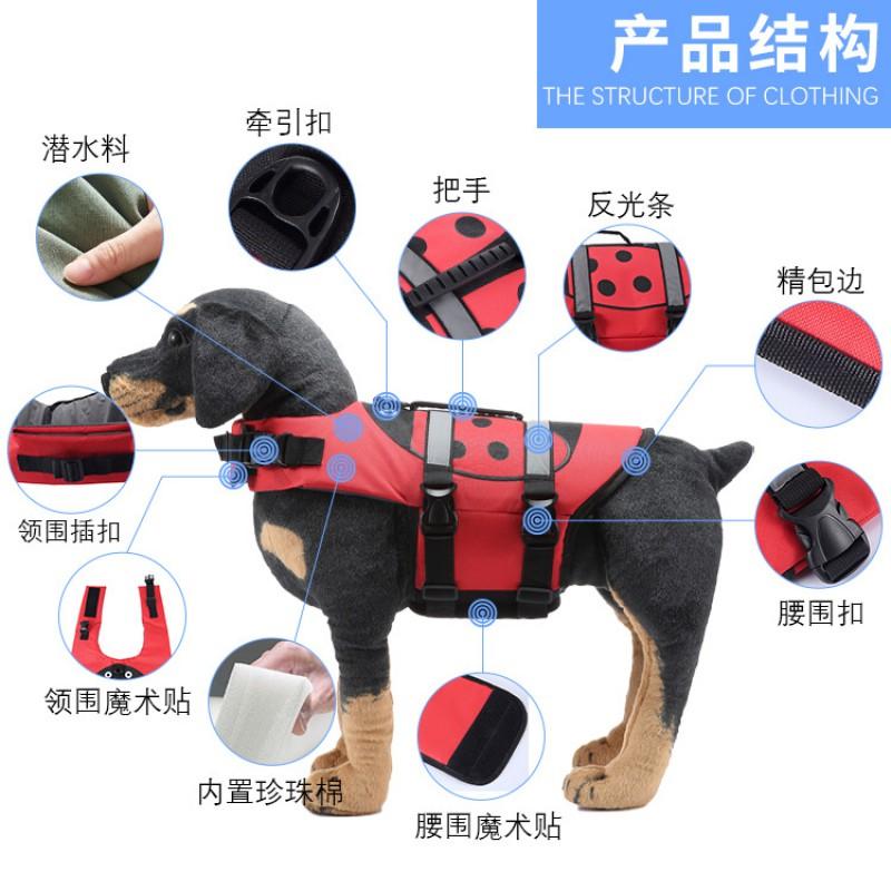 Pet Life Jacket Medium To Large Dogs Swimming Vest With Reflective Stripes Adjustable Hook-and-Loop