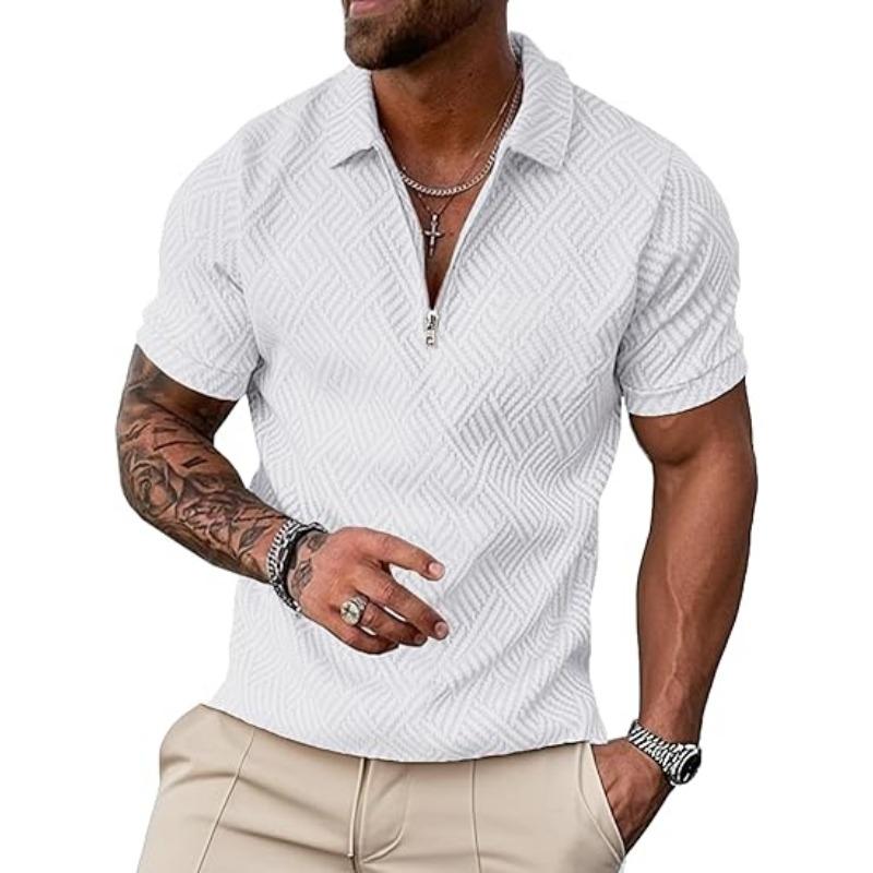 Fashionable Zipper Casual in Summer Men's Short Sleeved Polo Shirt Polo Shirt Casual Slim Fit Breathable Fashionable