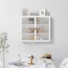Wall Cabinet Modern Glass Double Doors Three Tiers Detachable Shelves Golden Handle Entryway Living Room Kitchen Bathroom Wood Storage Sideboard