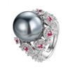 Jewelry Setting Imitation Gray Pearl Retro Diamond Setting Ring 14Mm