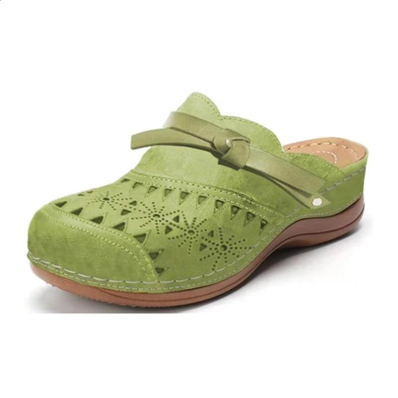 Fashion Low Butterfly-Knot Cover Toe Fretwork Heels Shoes Ladies' Slippers Big Size Slipers Women 2025 Flat Slides Fabric Floral Scandal