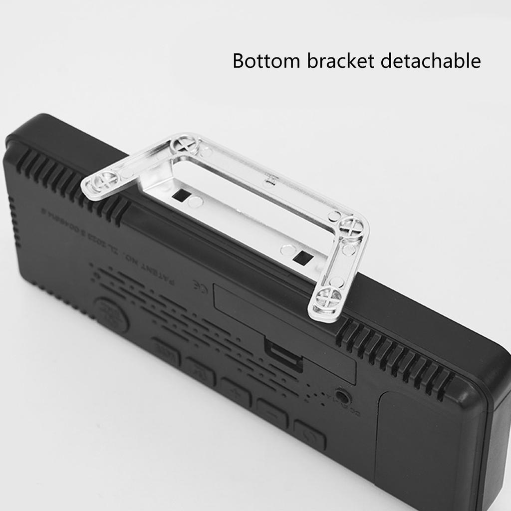 Modern LED Clock with Time Temperature and Humidity Projection for Bedroom Office Dorm Alarm Clock