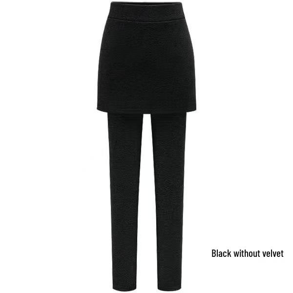 

New Petite Plus Size Fleece-Lined Umbrella Skirt-Pants for Women - Spring/Fall/Winter, Hip-Hugging, Faux Two-Piece Design M (for 80-100 lbs)