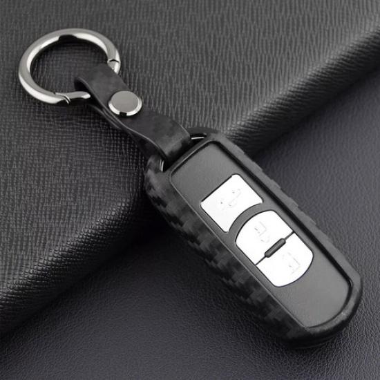 For Mazda Chain Smart 2 3 6 CX3 Car Fob Cover Ring Accessories Carbon Fiber