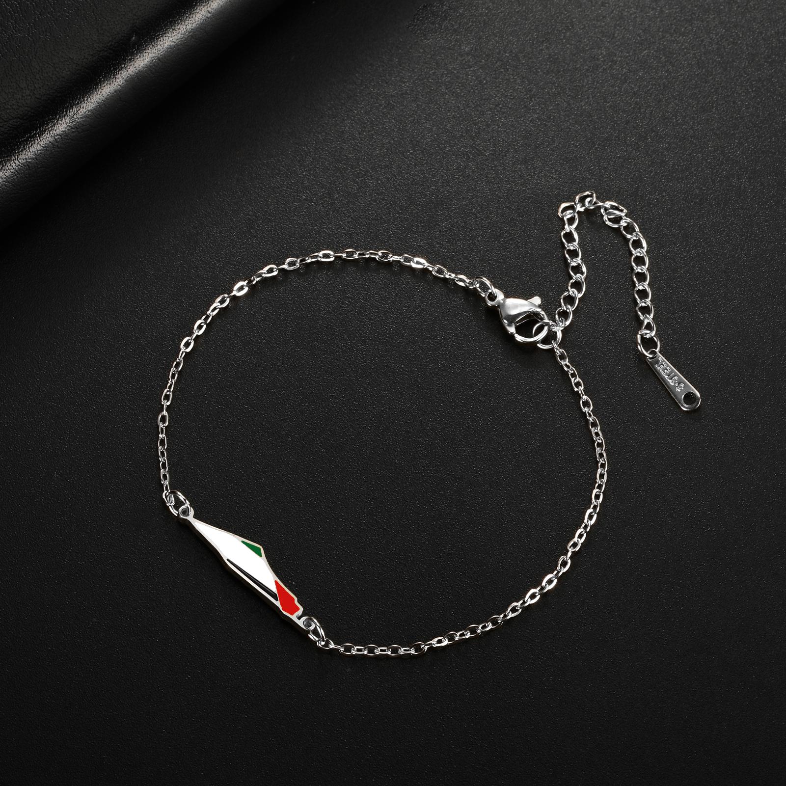 

COOLTIME Palestine Map Charm Women Bracelets Stainless Steel Adjustable Double Layer Men Geography Bracelet jewelry