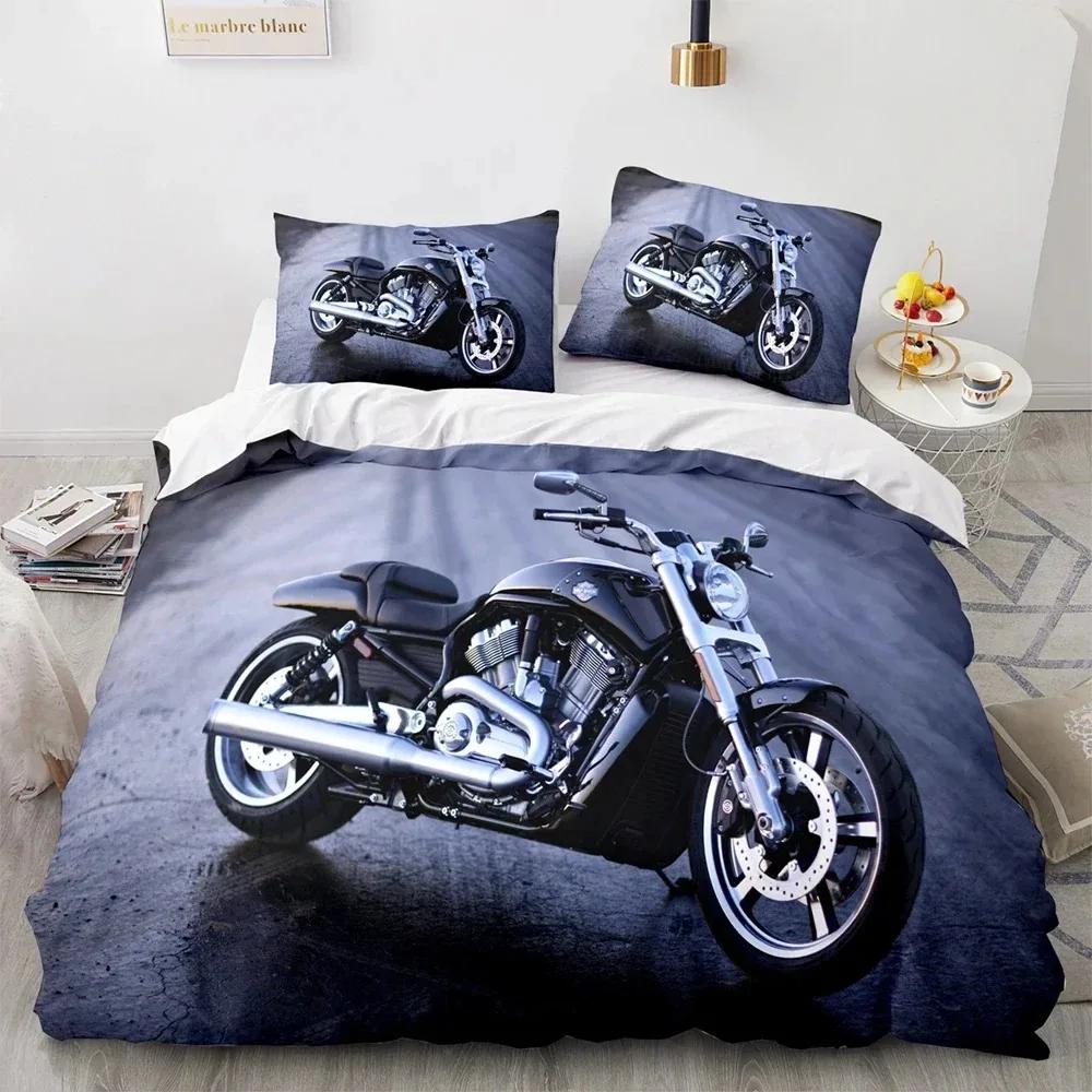 3D Print Motorcycle Bedding Set Boys Girls Twin Queen Size Duvet Cover Pillowcase Bed Boys Adult Fashion Home Textileextile