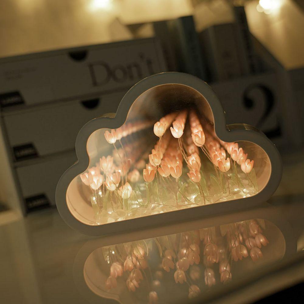 Tulip Cloud Sea Of Flowers Handmade Night Light Creative Light Atmosphere Light Transparent Qixi Lovers Gift Desktop Decorations