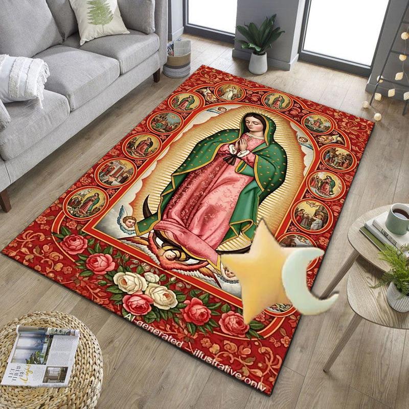 Our Lady Of Guadalupe Maria Office Rug Chair Mat, Entryway Carpet, Suitable for Front Door, Bedroom, Living Room, Desk, Holiday Gift