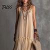 Talos Summer Ruffle Tiered Swing Dress for Women, Boho Beach Flowy Maxi Sundress, Sleeveless A-line Loose Long