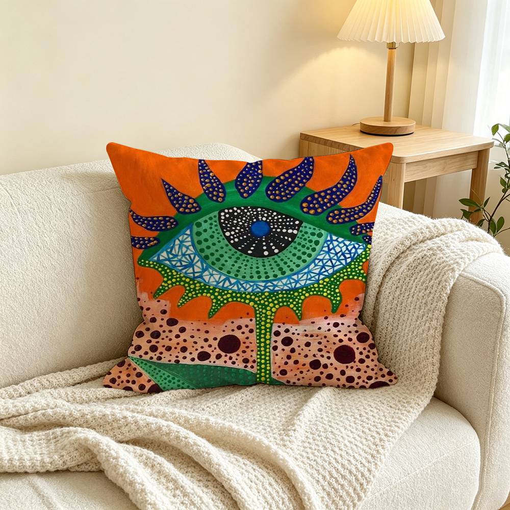 Y-Yayoi Art K-Kusama Square Double-Sided printed Pillow Case Bedroom Bedside Pillow Sofa Cushion Cover