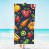 Serviette de Plage Fraise Carotte Fruit Kiwi Microfibre Légère Serviettes de Plage Décoration Séchage Rapide Serviette de Piscine pour Plage Voyage Natation